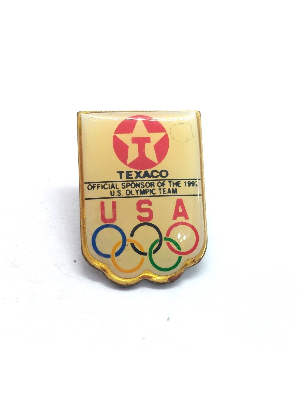 Texaco USA Olympic Sponsor Pin 1992 Official Team Enamel Vintage Advertising